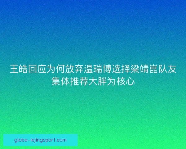王皓回应为何放弃温瑞博选择梁靖崑队友集体推荐大胖为核心